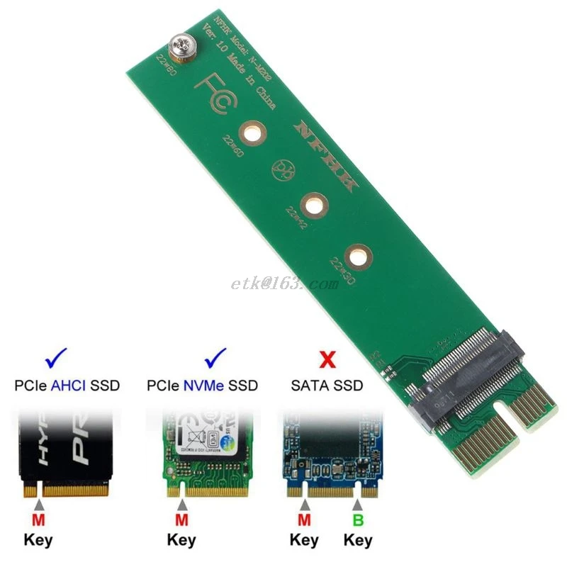 PCIe PCI-E 3 0 1x x1 к NGFF M-key M key M.2 NVME AHCI SSD Вертикальная карта адаптера для XP941 SM951 PM951 960 EVO |
