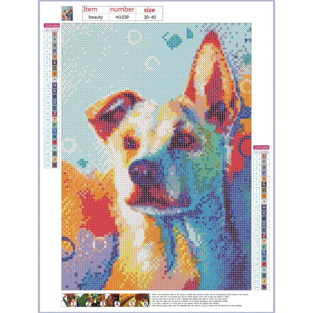 Набор для алмазной вышивки сделай сам крестиком 5D 7 розовых цветов с собакой