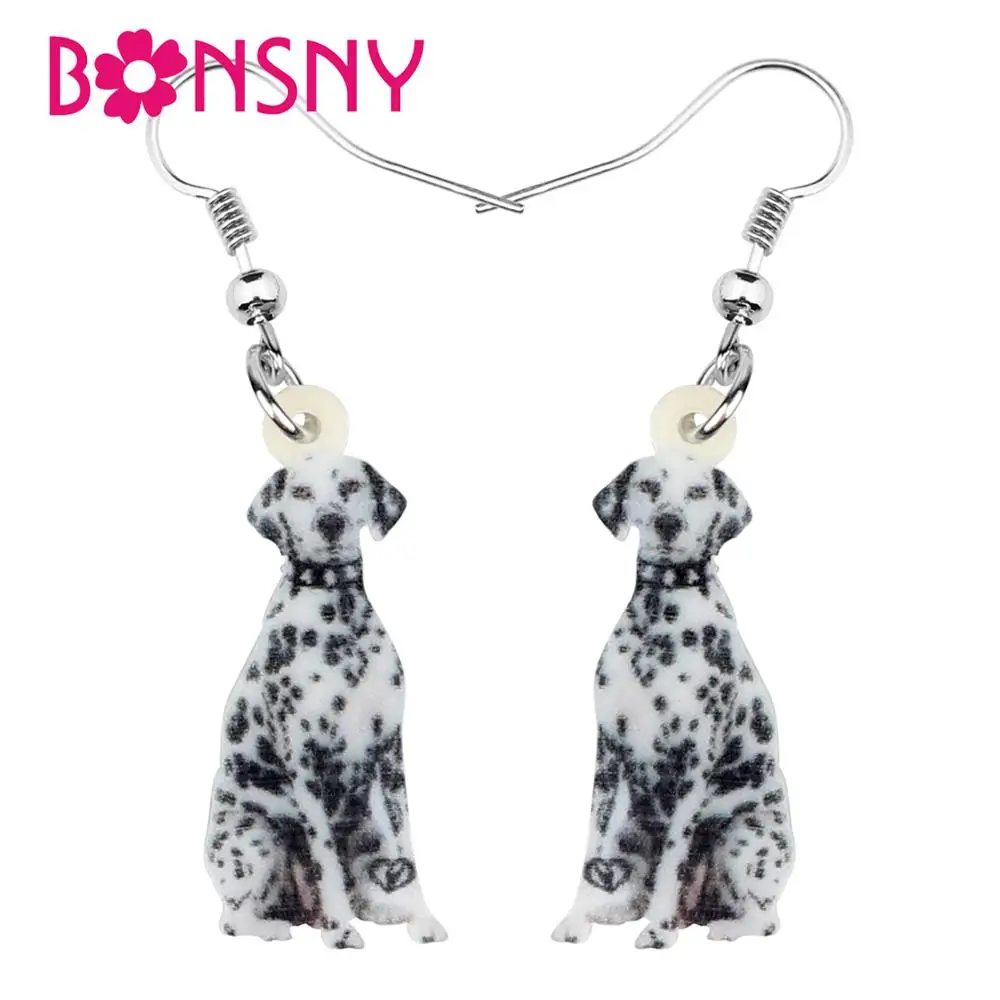 Акриловые украшения Bonsny в виде сидящей пятнистой собаки серьги-подвески форме