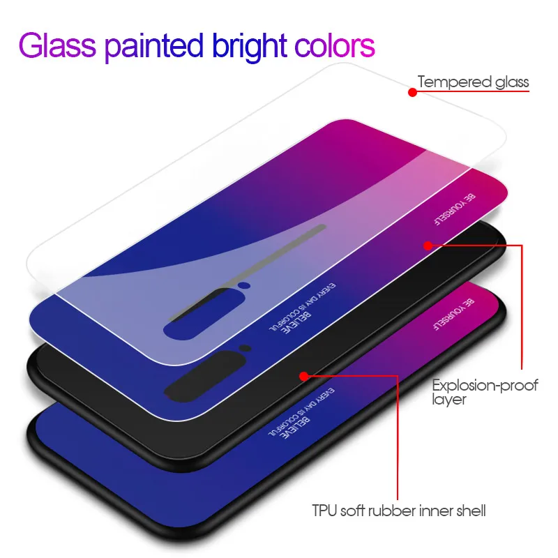 Градиент Жесткий Чехол для Vivo IQOO NEO Y67 Y75 V5 V7 V9 Z1 Y85 Z3 Z3i V11i чехол закаленное Стекло