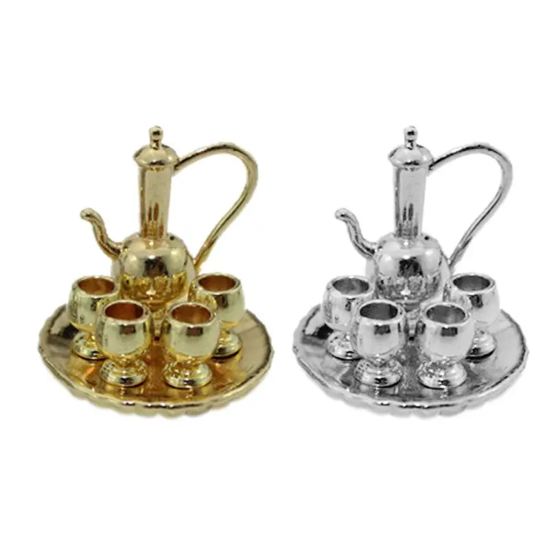 1 комплект мини круглый поднос чайный сервиз Модель украшение для кукольного