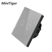 minitiger euuk standard ac 220 250v white luxury glass panel 2 gang 1 way touch wall sensor light switch