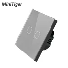 Minitiger стандарт есвеликобритании 220-250 в переменного тока белая роскошная стеклянная панель 2 комплекта 1 направленный сенсорный настенный сенсорный выключатель света