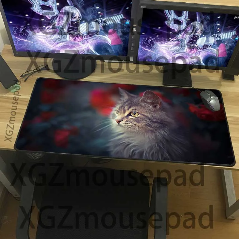Большой коврик для мыши XGZ с изображением животных кошек Черным Замком дома