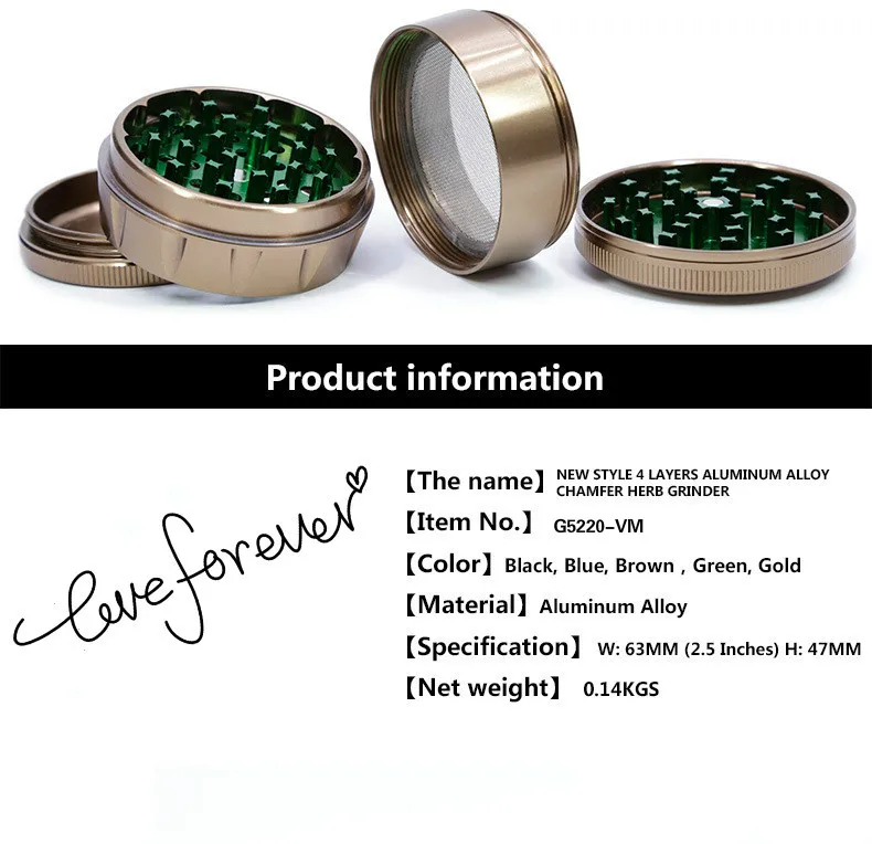 4 уровня измельчитель дробилка из алюминиевого сплава металлическая мельница