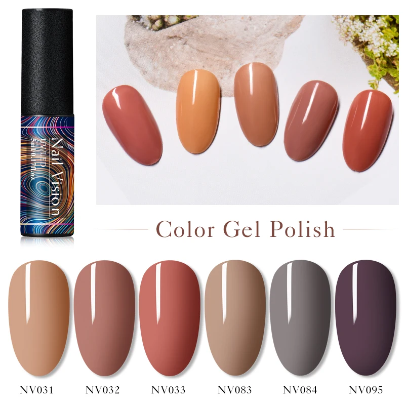 Nail Vision 5ML Gel Polish For Manicure Semi Permanent Enamels UV Led Pure Grey Brown Art Varnish Soak Off | Красота и здоровье