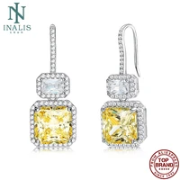 inalis fashion earrings square zirconia copper drop earring for women luxury royal yellow wedding jewelry hot selling present