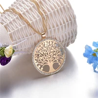 yada tree of life crystal round presentnecklace for women choker hiphop chain necklaces statement gold color necklace se200002