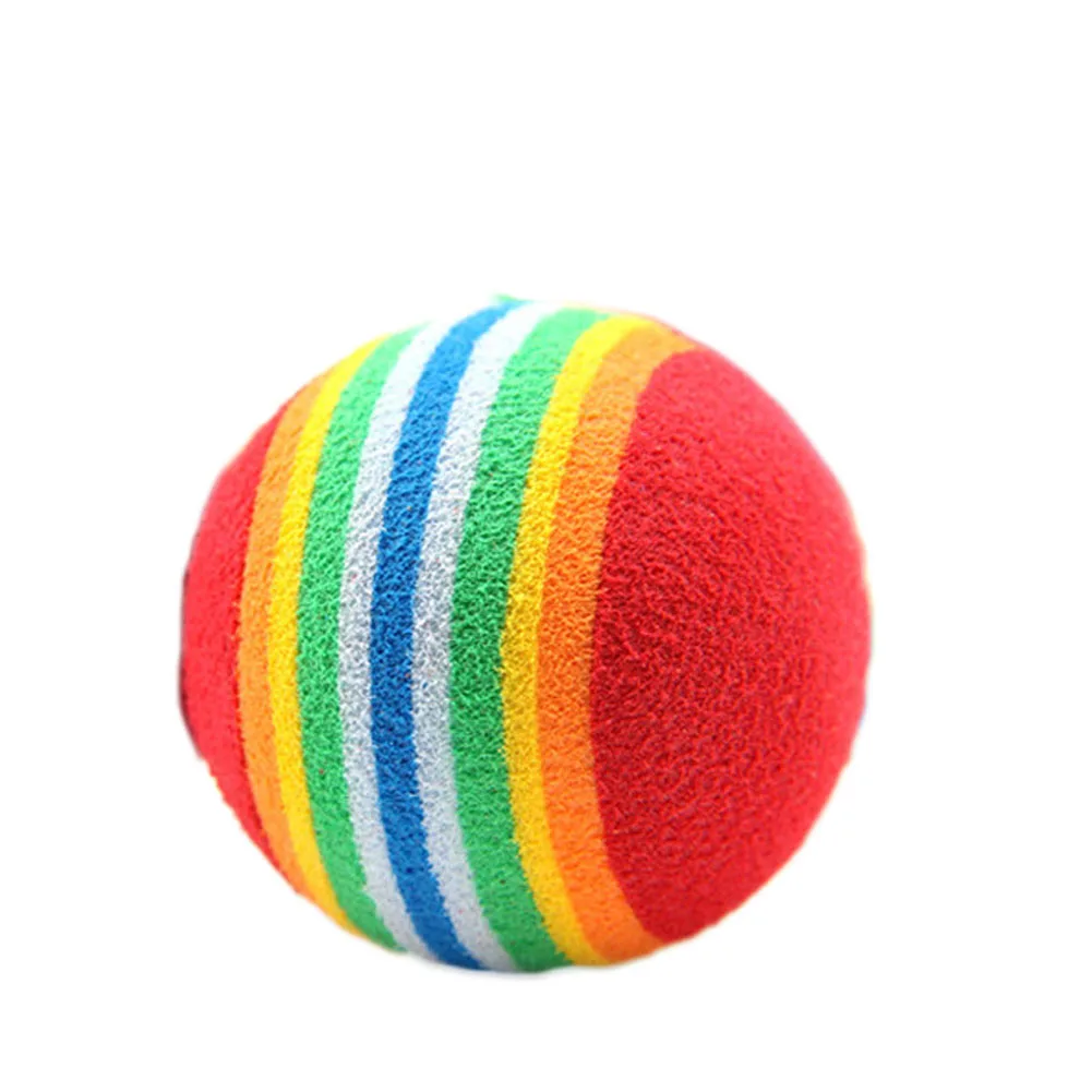 

Interactive Cat Toys Ball Pet Supplies Play Chewing Rattle Scratch EVA Training Attract Entertain 3.5cm Rainbow Cat Toy Bal