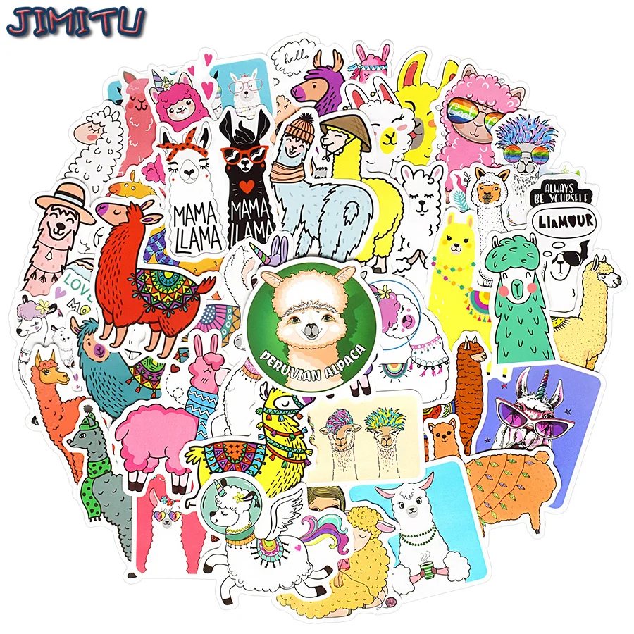 50 шт. милые стикеры Альпака для детей Kawaii Мультфильм лама Животные наклейки