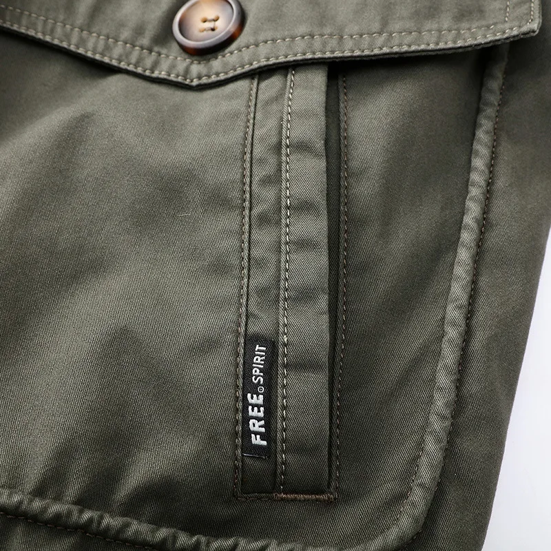 

Spring Autumn Military Jacket Men Multi-pockets Men Clothing Solid Color Cotton Breathable Coat Men Outerwear Large Size S-5XL