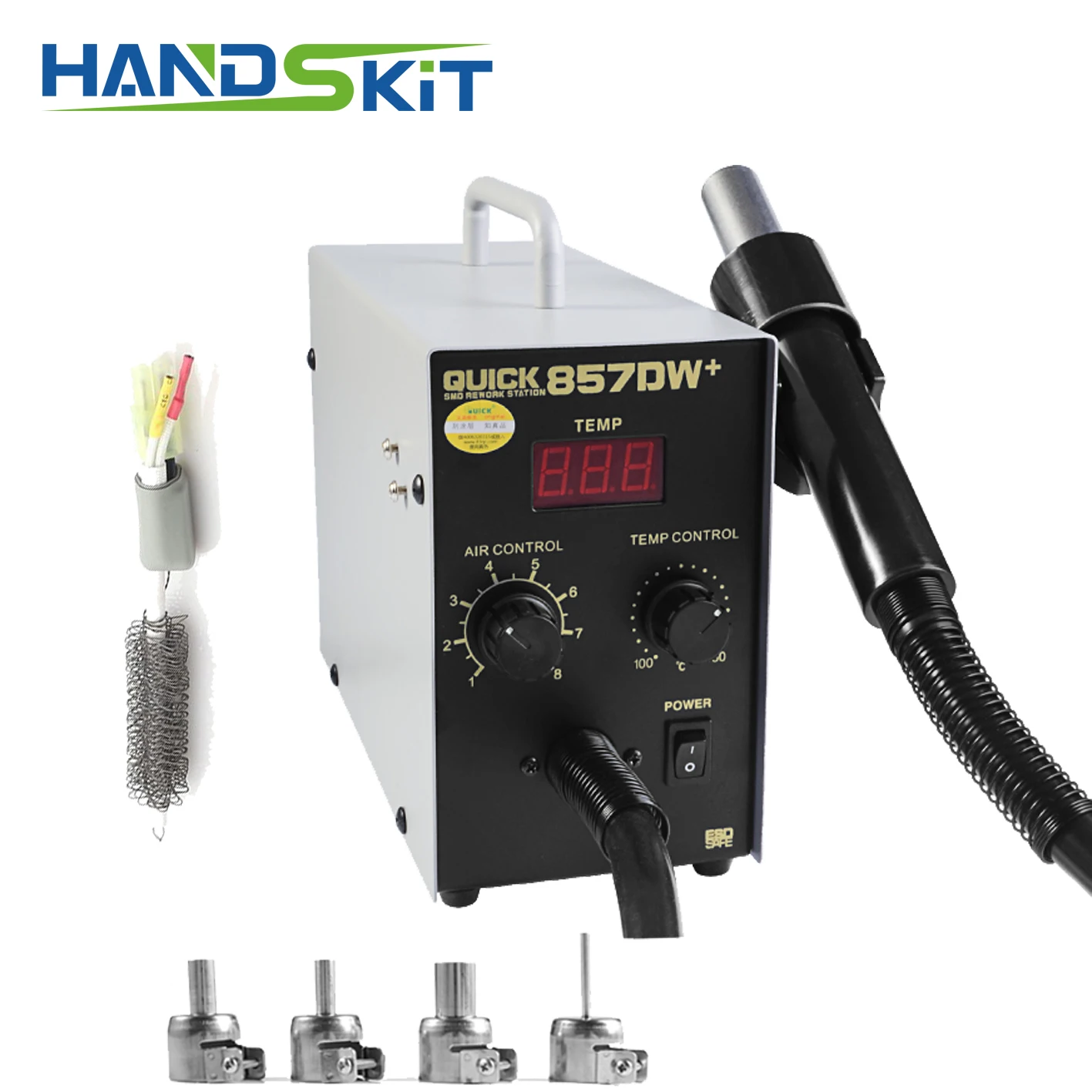 Quick 857DW + Регулируемая паяльная станция с термофеном винтовым ветром 580 Вт SMD