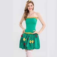 christmas tree cosplay costume suit for women adult santa claus green dresses set girl slim sexy fancy performance short dress