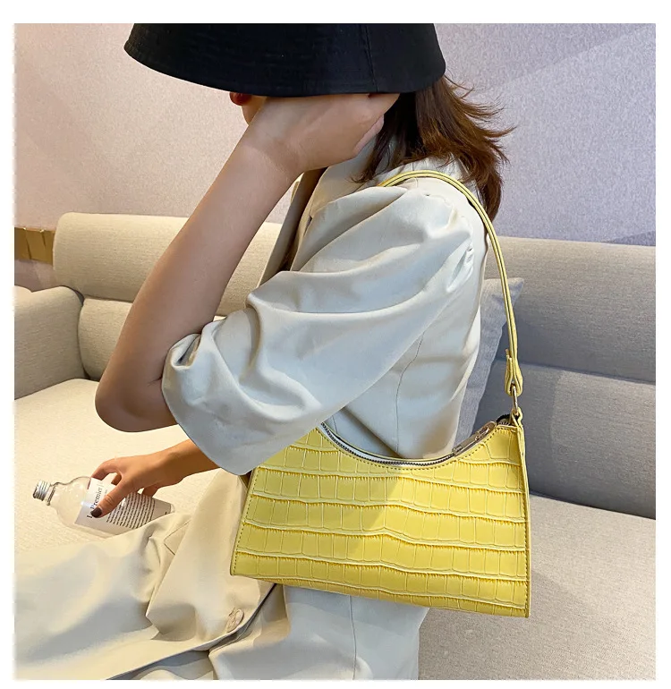 

2021 Summer New Fashion Stone Pattern Shoulder Bag Multicolor Simple PU Woman Underarm Bag Party Fresh and Versatile Clutch