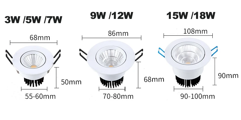 Приглушаемый Светодиодный точечный светильник потолочный Точечный с COB матрицей