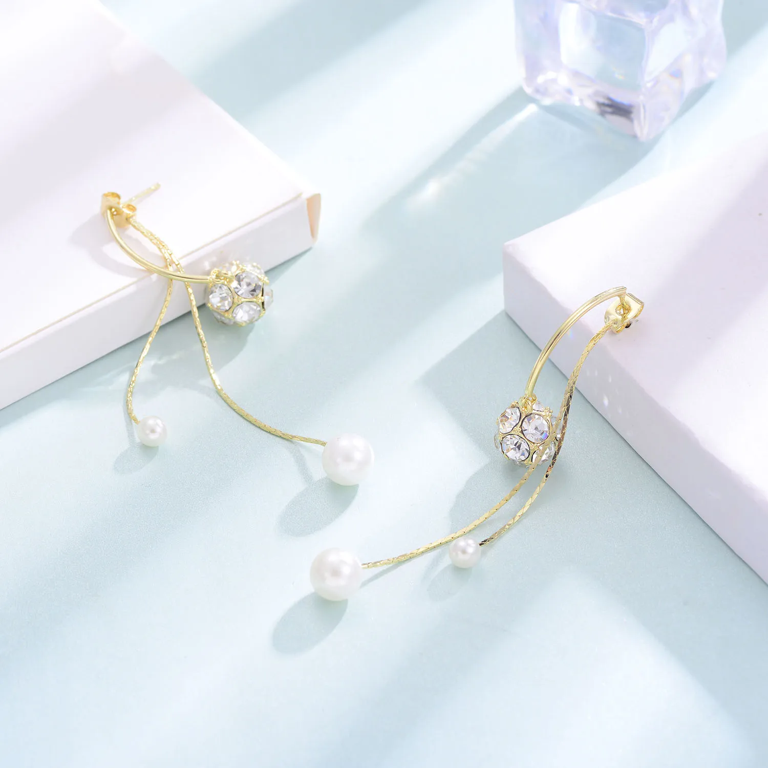 Богемные стеклянные жемчужные циркониевые висячие серьги новые медные длинные с