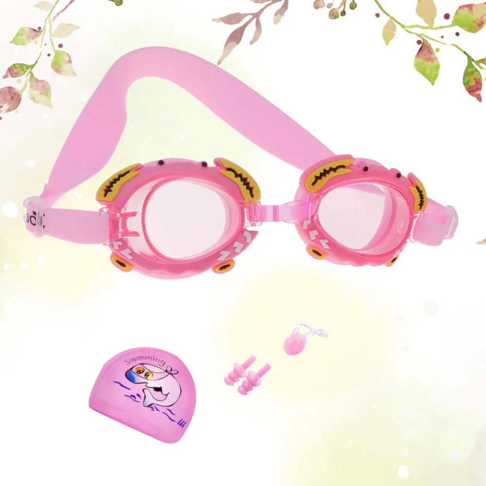 

1 Set 3pcs Cartoon Swimming Goggles Kids Waterproof Anti-fog Swiming Glasses Kids Swimming Supplies )