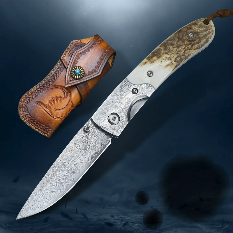 

Складной нож из дамасской стали