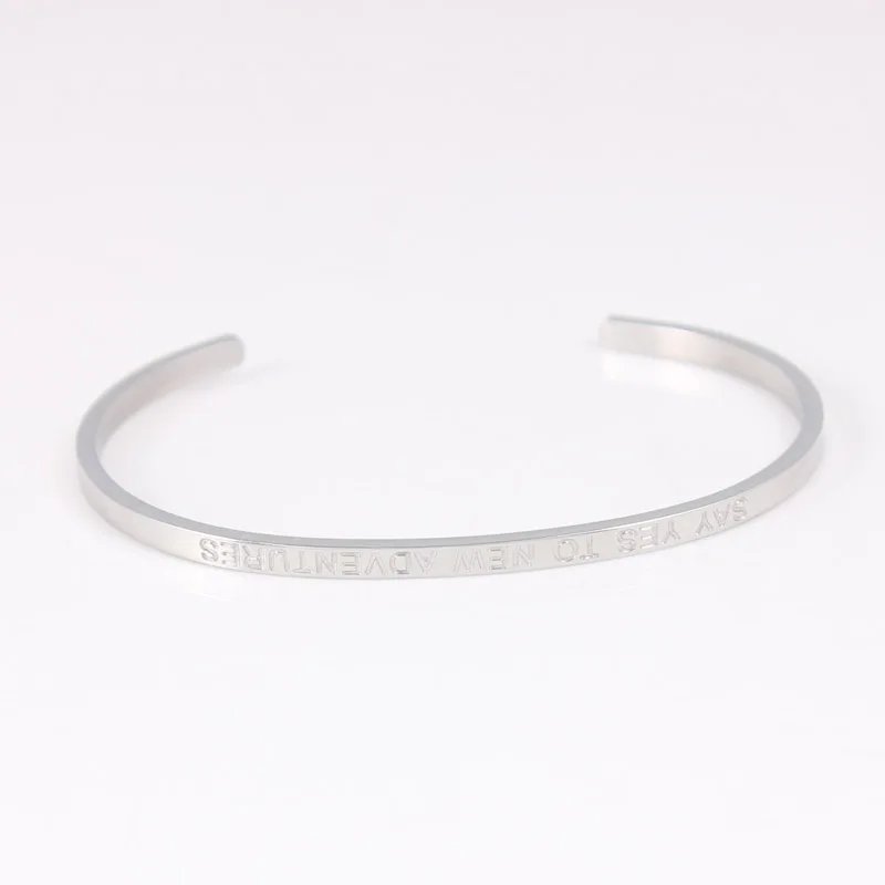 

316L Stainless Steel Bangle Positive Inspirational Quote Cuff Bracelets No Black Letters Custom Mantra Bracelets Bangles