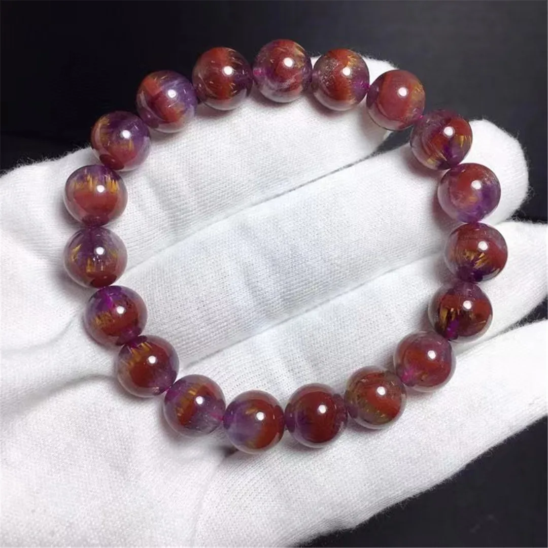 

Натуральный ауралит, 10 мм, 23 дюйма, золотистый рутилированный кварцевый браслет, ювелирные изделия для женщин и мужчин, лечебный подарок, хр...