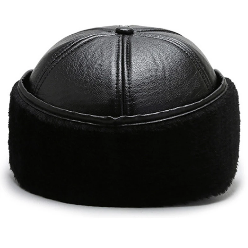 Шапка для взрослых из искусственной кожи Мужская теплая Бейсболка мужская