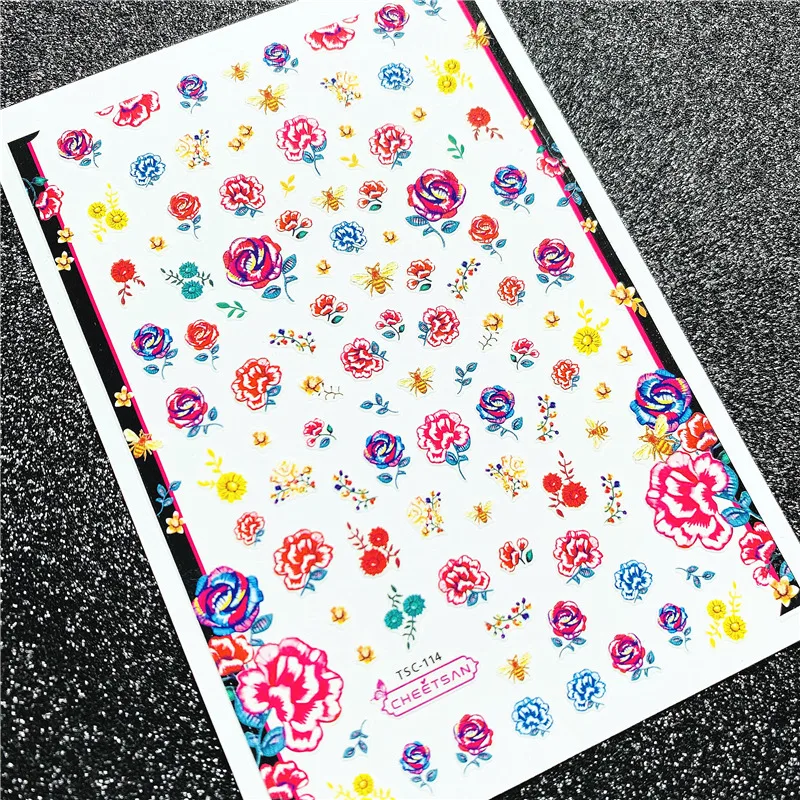 

TSC series Plant series TSC-114 3D Back glue Self-adhesive Nail art Nail sticker decoration tool Sliders For Nail Decals