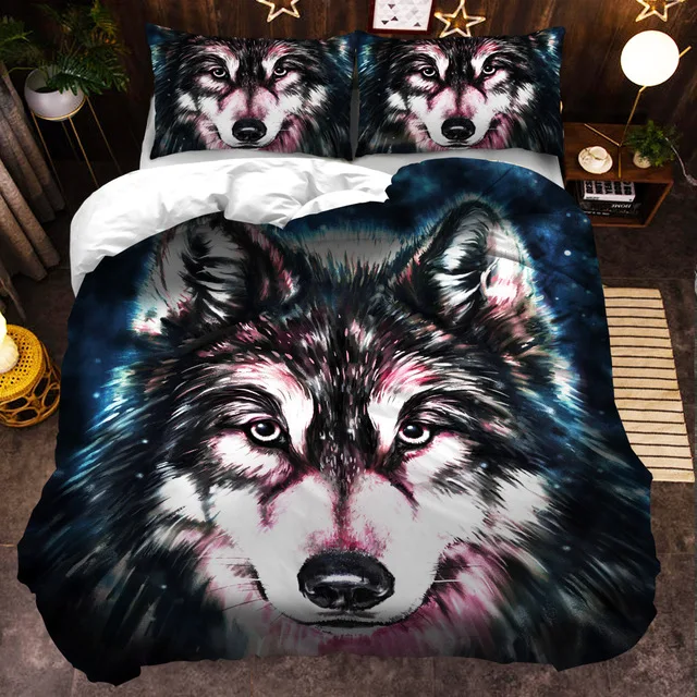 

3D Fashion Wolf Bedding Set For Bedroom Decor With Pillowcase Soft Adults Bedspread Animal Duvet Cover
