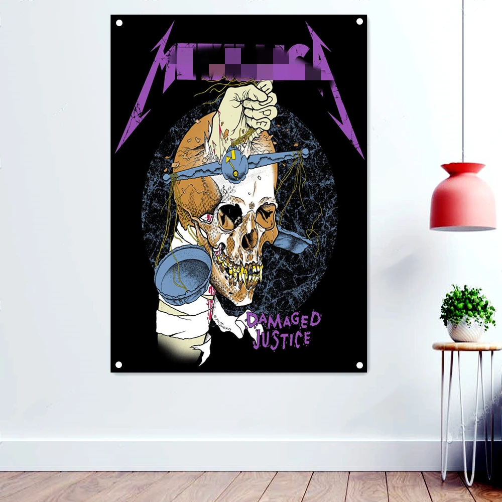 

DAMAGED JUSTICE Death Metal Artist Flags Wall Chart Tapestry Dark Art Rock Music Poster Band Icon Banner Wall Sticker Home Decor