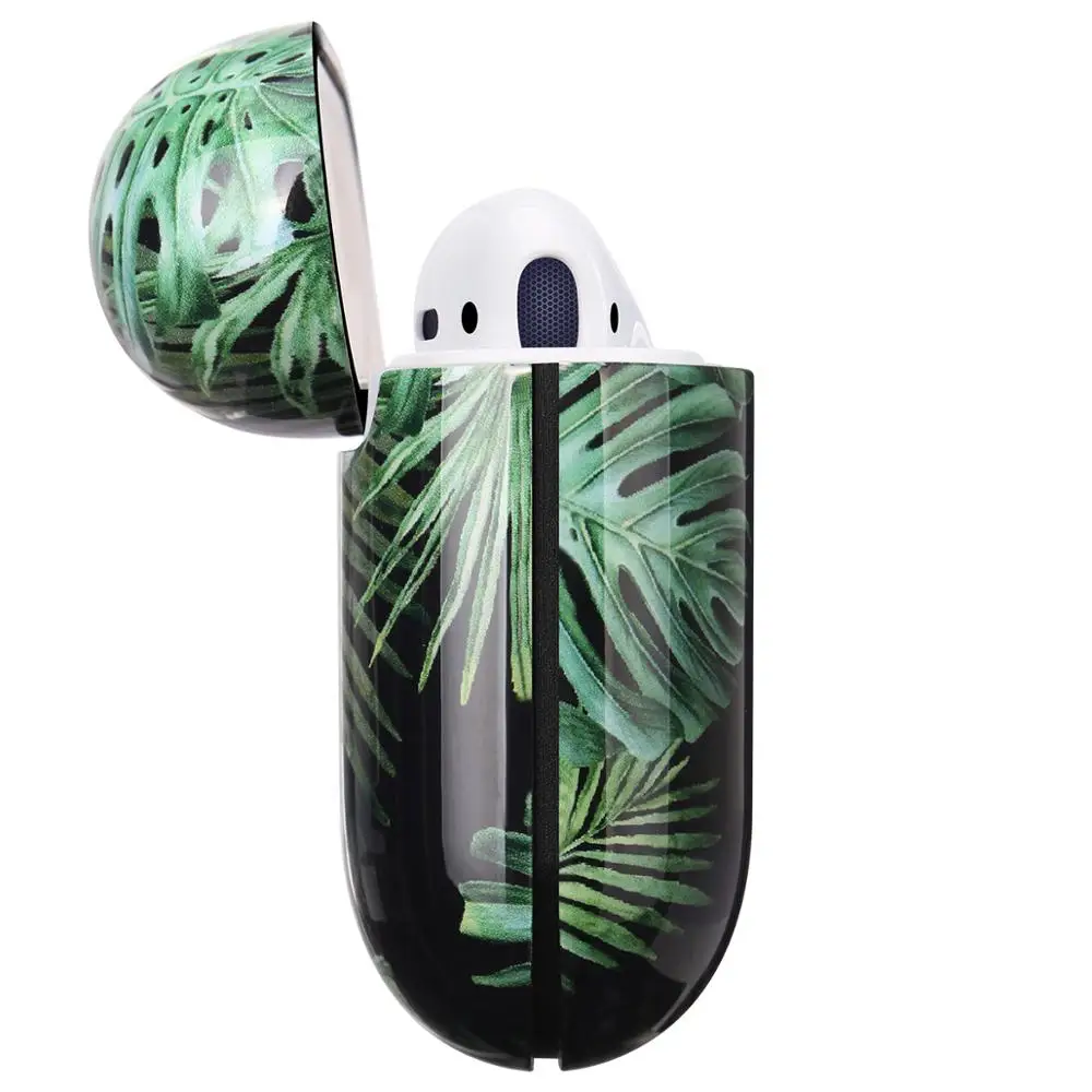 Высококачественный ударопрочный чехол IMD из ТПУ для Apple Airpod 2 в 1 - Tropical Leaves |