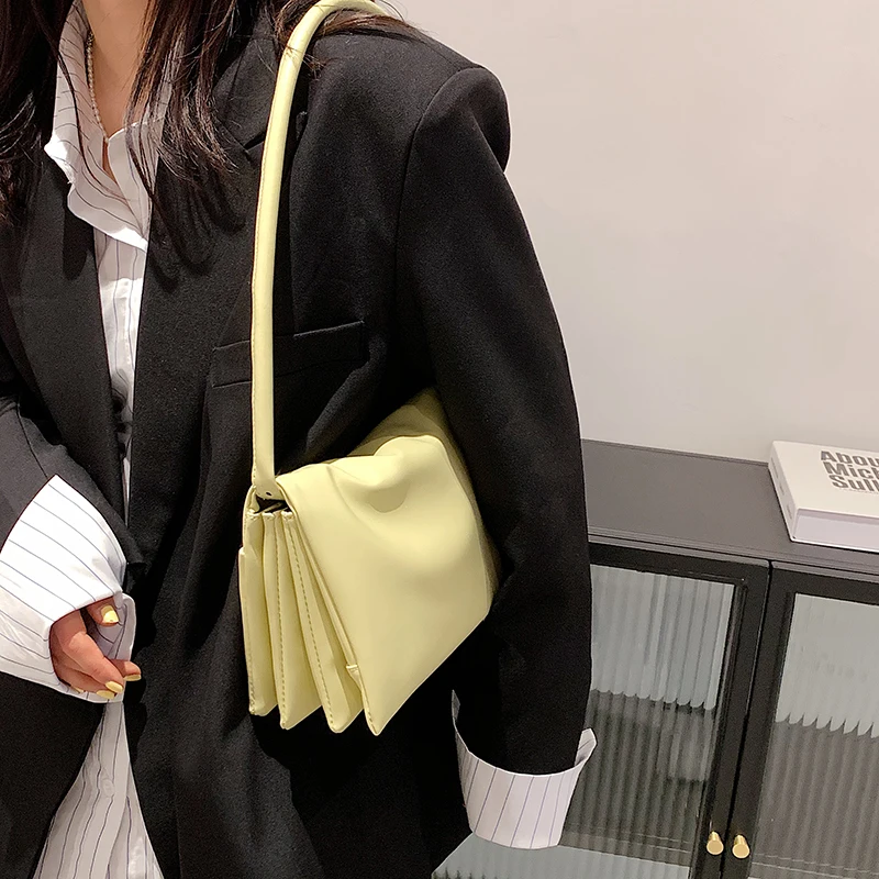 

PU Leather Shoulder Bag for Women 2021 Fashion Designer Soft Circle Handle Candy Color Ladies Casual Baguette Bags Handbag Purse