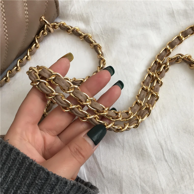 Burminsa Elegant Quilted Chain Crossbody Bags For Women Unique Design Lock High Quality Soft PU Female Shoulder Bags Autumn