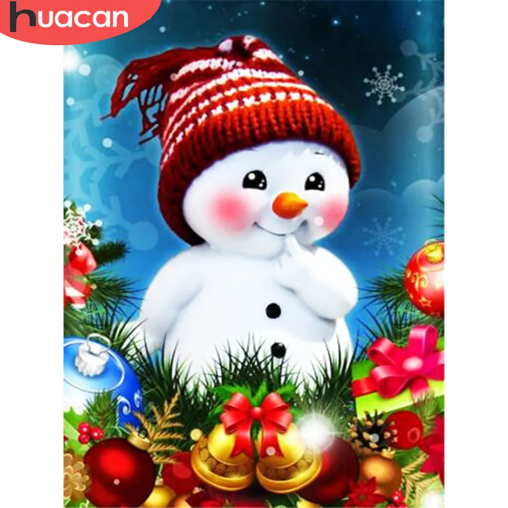 

HUACAN Full Square Round Diamond Painting Snowman Diamond Embroidery Cartoon Mosaic Christmas Decorations For Home