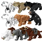 Животные из джунглей, тигр, Лев, медведь, волк, слон, леопард, динозавр, фигурка, конструктор, игрушки для детей
