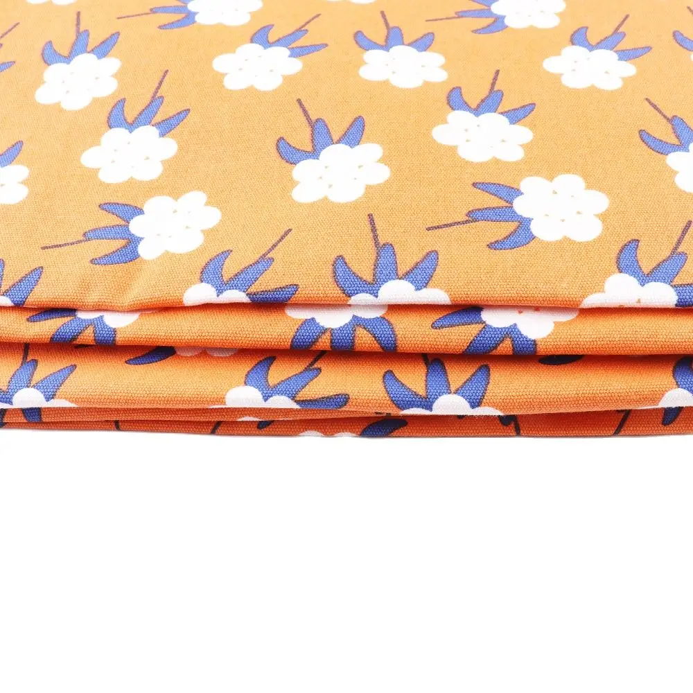 Хлопковая ткань оранжевая конфетная нить цветочный принт занавеска скатерть
