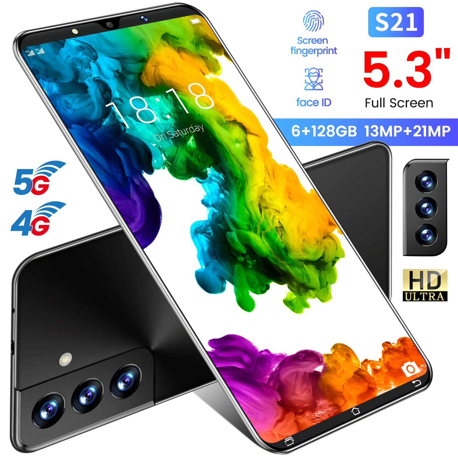 

2021 Global Version Mini Smartphone 5.8 Inch 6+128GB 13+21MP 4950mAh Andriod 11 Face Fingerprint ID Dual SIM Cellphones MTK6889