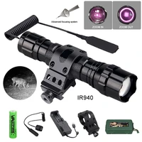 led infrared flashlight zoomable hunting torch ir940 nm adjustable ir light radiation night vision18650chargermountswitch