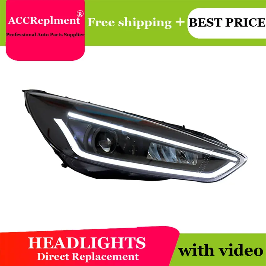 

Car Styling for Ford Focus LED Headlight 2015-2018 For Focus Headlights DRL Lens Double Beam H7 HID Xenon bi xenon lens