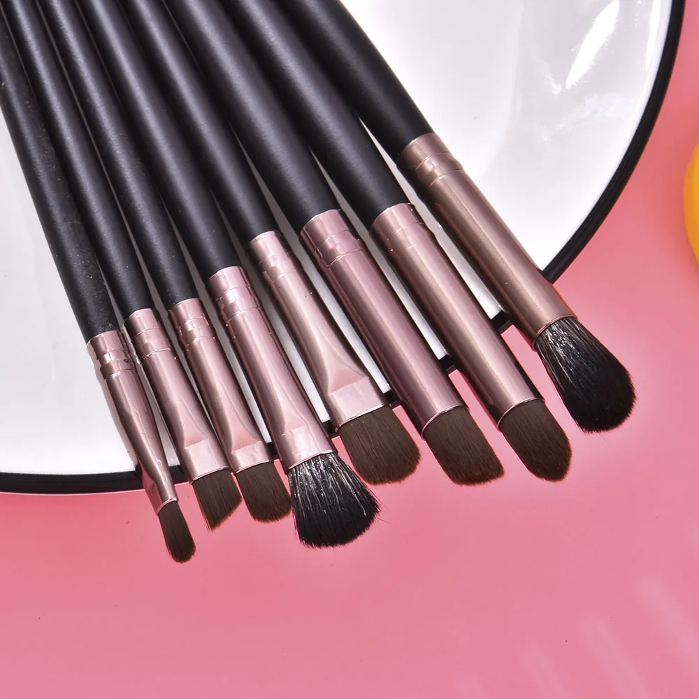 

8 Pcs/Set Professional Makeup Brushes Set Black Wood Handle Lip Eyeshadow Eyebrow Blending Brush Maquillaje Cosmetic Tool