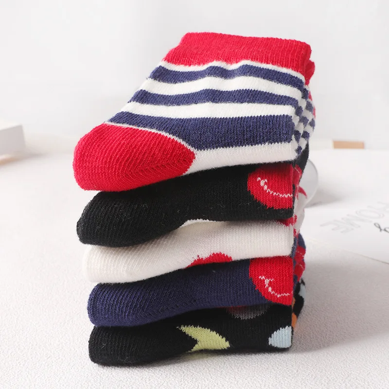 5 парт/Лот Детские осенние зимние Мультяшные носки для девочек модные цветные