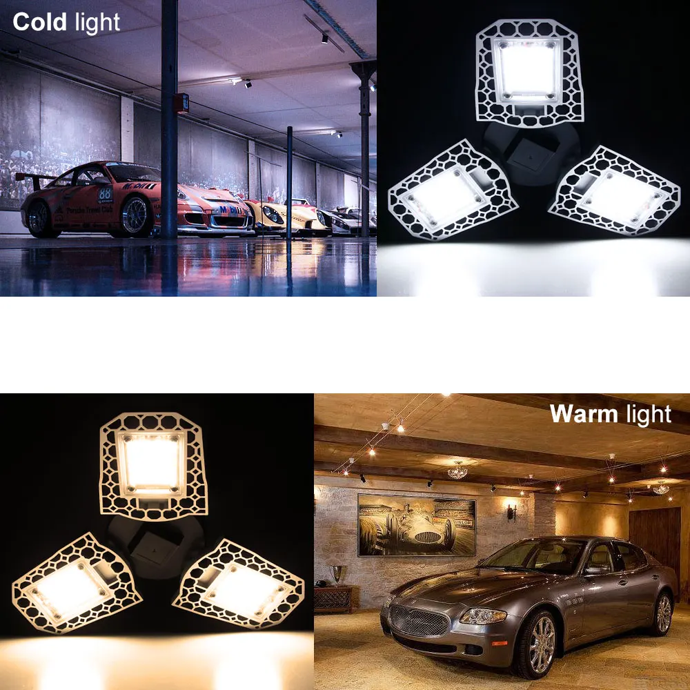 

Garage Light LED Lamp E26 220V Ampoule LED E27 LED Bulb 60W 80W 100W Deformable Light Sensor Waterproof Outdoor Lighting 110V