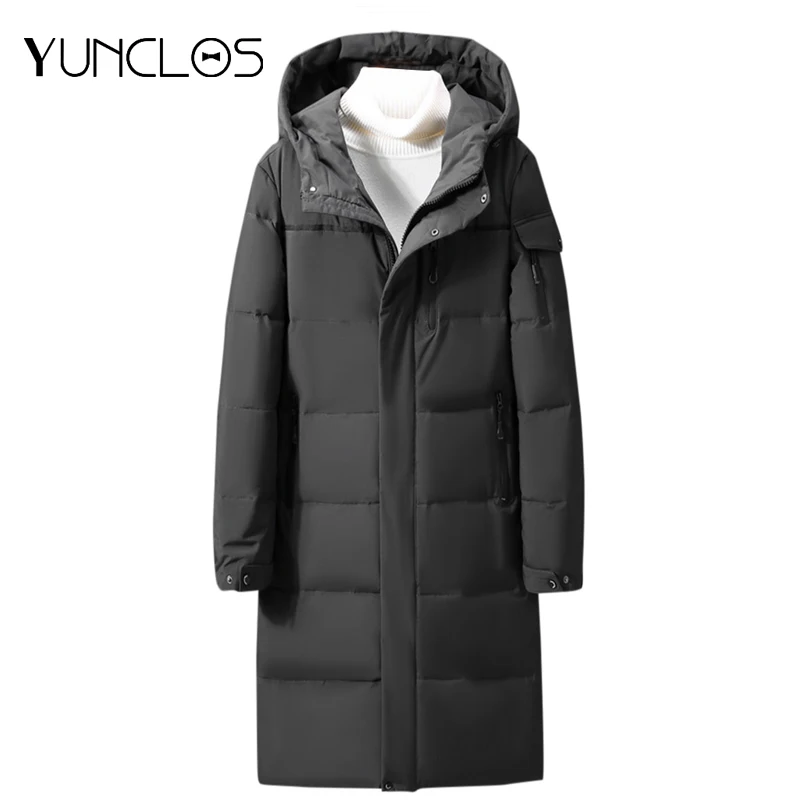 Мужские куртки yunклос Сверхлегкий пуховик толстый однотонный средней длины с
