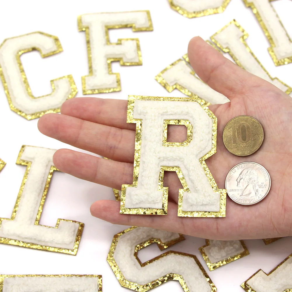 1 шт. белая синель буква нашивка вышивка Английский алфавит ABC утюгом нашивки для