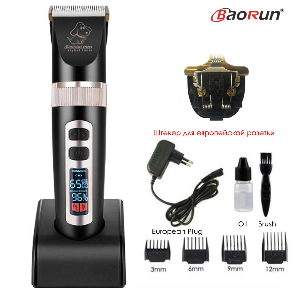 Black Add A Blade Baorun P9 машинка для стрижки собак Профессиональная с ЖК-экраном кусачки для кошек электрический триммер для стрижки перезаряжаемая машинка для стрижки животных - Цвет: Black Add A Blade