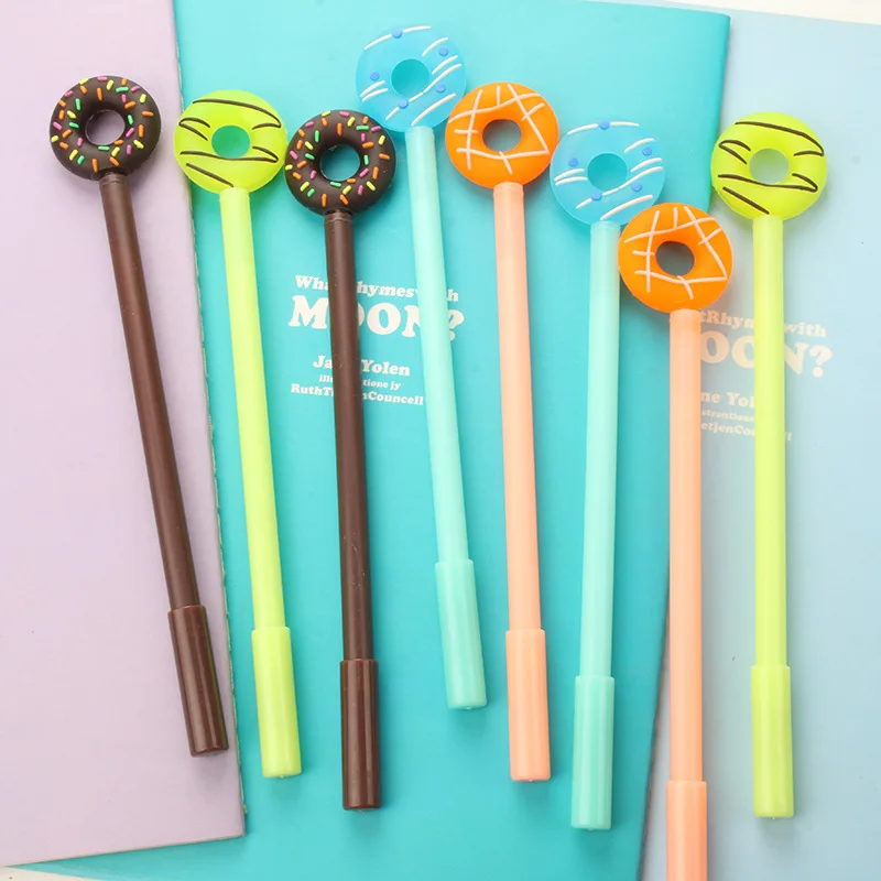 

24 Pcs Creative Cartoon Candy-colored Doughnut Gel Pen Student Stationery Prizes Children Writing Stationery Canetas Ponta Fina