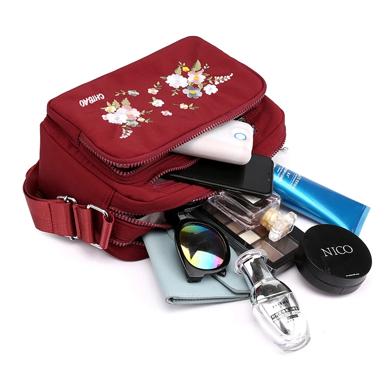 Bags for Women Nylon Crossbody Waterproof Female Messenger Bag Embroidery Shoulder Bag Small Fashion Women Messenger Bags