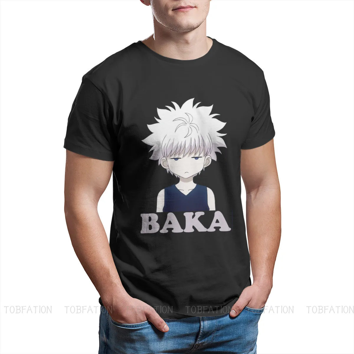 Хлопковая футболка BAKA Hunter x с принтом манга крутая графическим дизайном Мужская