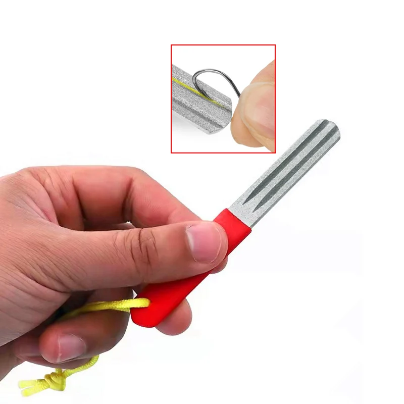 

1PC Three Grooves Fishing Hook Hone Sharpener Double Side Two Grain Sizes Grinding Sharpening Tool Fishing Accessory