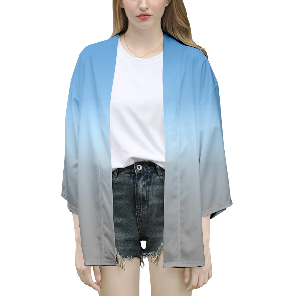

Fashion new gradient color 3D Harajuku Japanese kimono Street comfortable women's clothing casual cool gray Japanese kimono