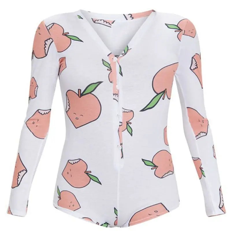 Сексуальное Женское боди милый перец/Персик с длинным рукавом глубокий