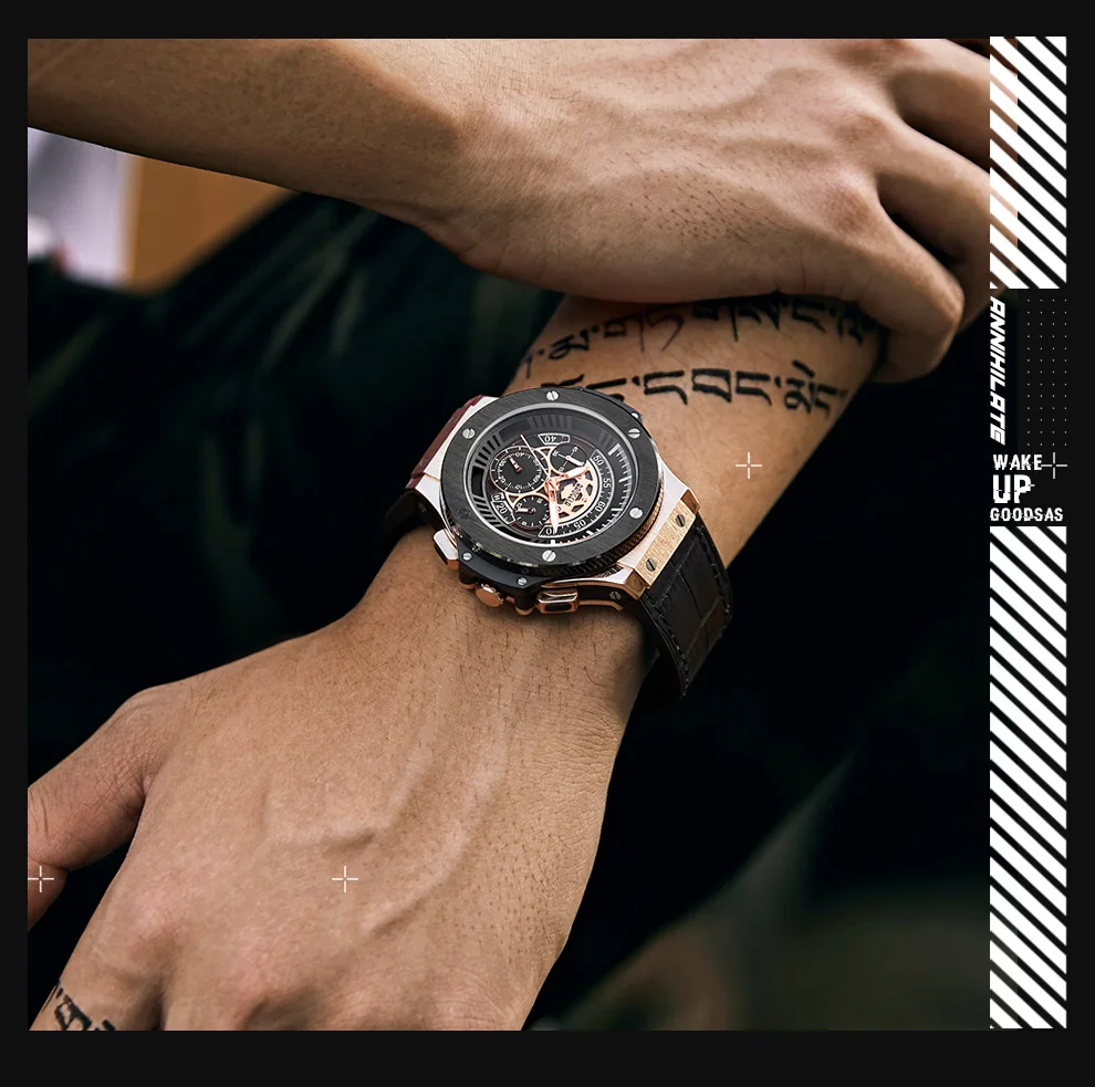 BAOGELA hommes montres hommes horloge de люкс, брендовый кварцевый спортивный montre Rose chronographe mode montre-браслет pour hommes1910